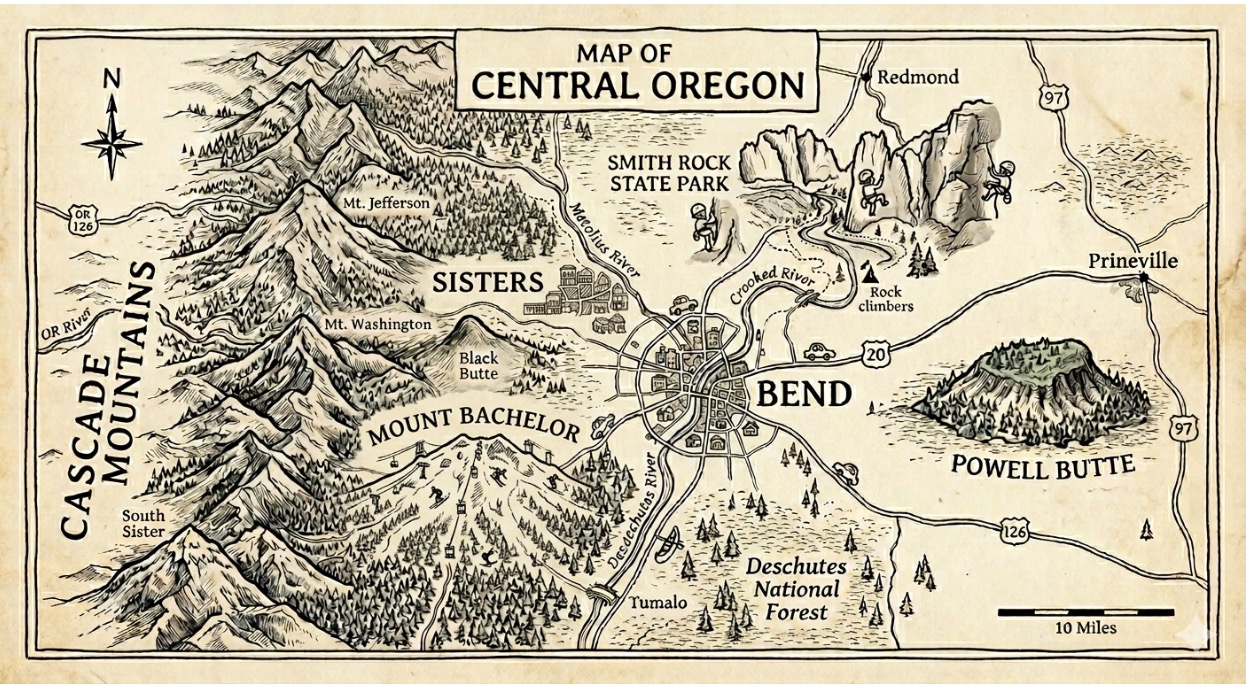 Illustrated Map of Central Oregon